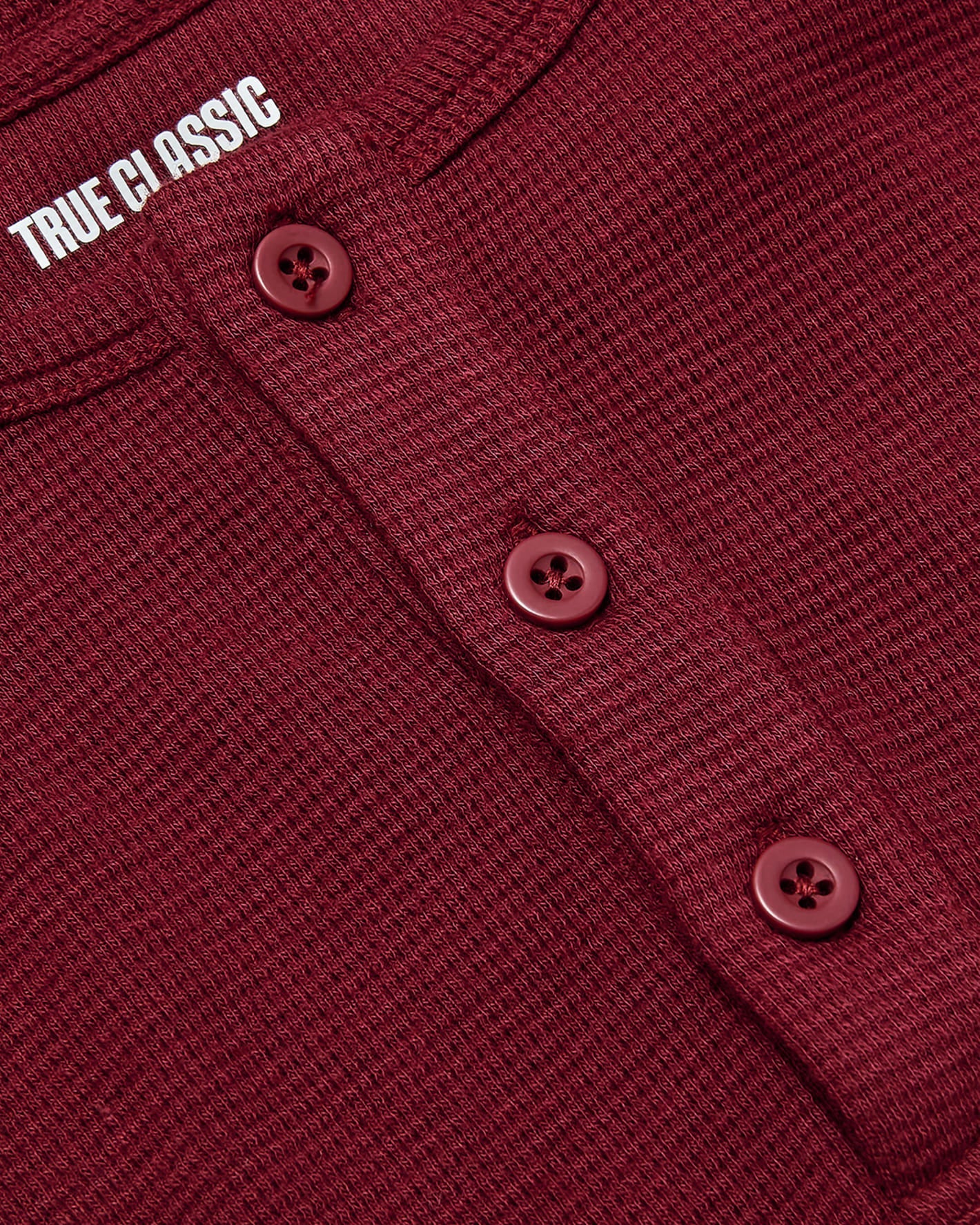 Dark Maroon Waffle Long Sleeve Henley 3-Pack