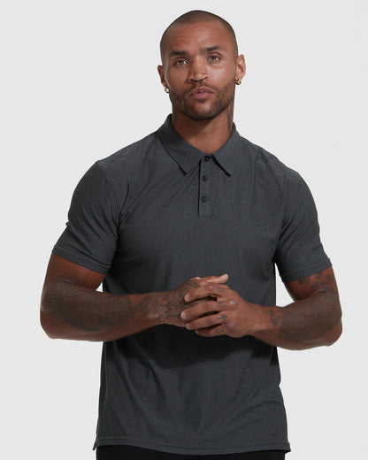 True Classic Men’s Active Short Sleeve Polo - Moisture Wicking Golf Shirt with Stretch Fit, Casual Menswear for Workwear, Blue Collar, or Gifts