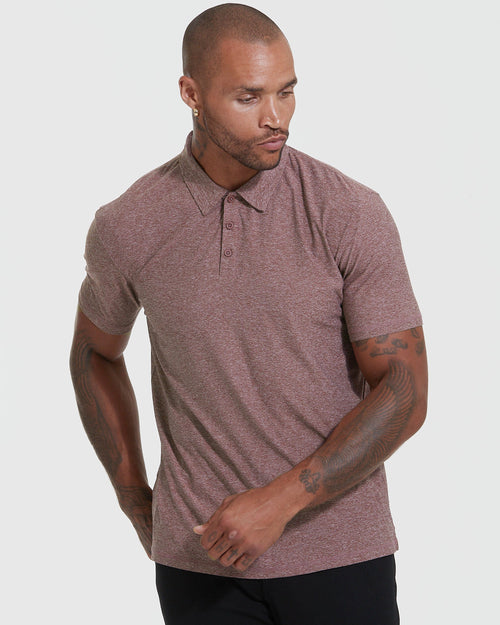 Heather Burgundy Active Short Sleeve Polo