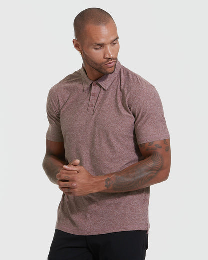 Heather Burgundy Active Short Sleeve Polo