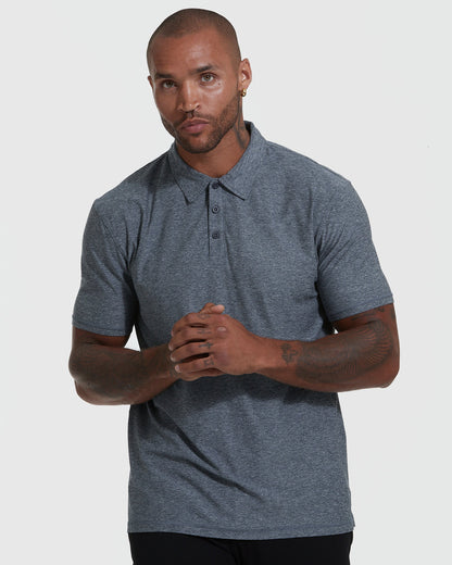 True Classic Men’s Active Short Sleeve Polo - Moisture Wicking Golf Shirt with Stretch Fit, Casual Menswear for Workwear, Blue Collar, or Gifts