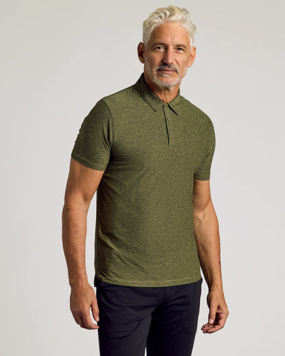True Classic Men’s Active Short Sleeve Polo - Moisture Wicking Golf Shirt with Stretch Fit, Casual Menswear for Workwear, Blue Collar, or Gifts