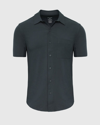 Heather Navy Short Sleeve Ripstop Commuter Shirt 1