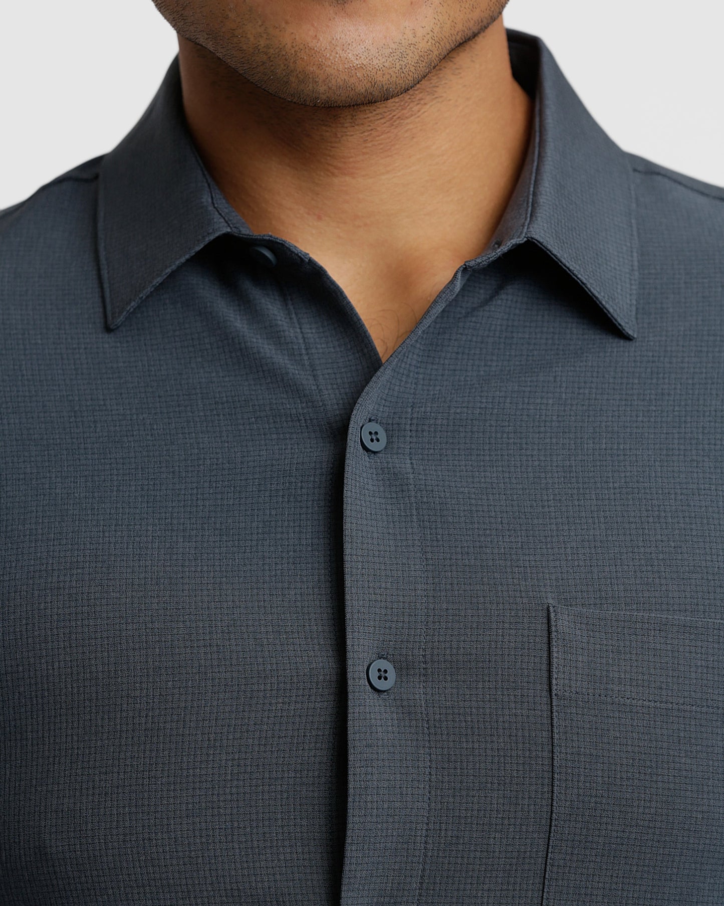 Heather Navy Short Sleeve Ripstop Commuter Shirt 1