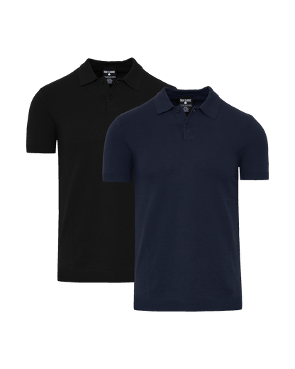 True Classic Men’s Sweater Polo – Dressy Short Sleeve Knit Polo with Stretch, Moisture-Wicking & UPF 30