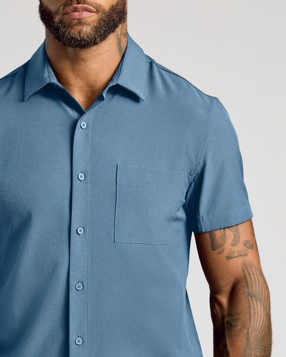 Navy & Fiord Short Sleeve Ripstop Commuter Shirt 2-Pack