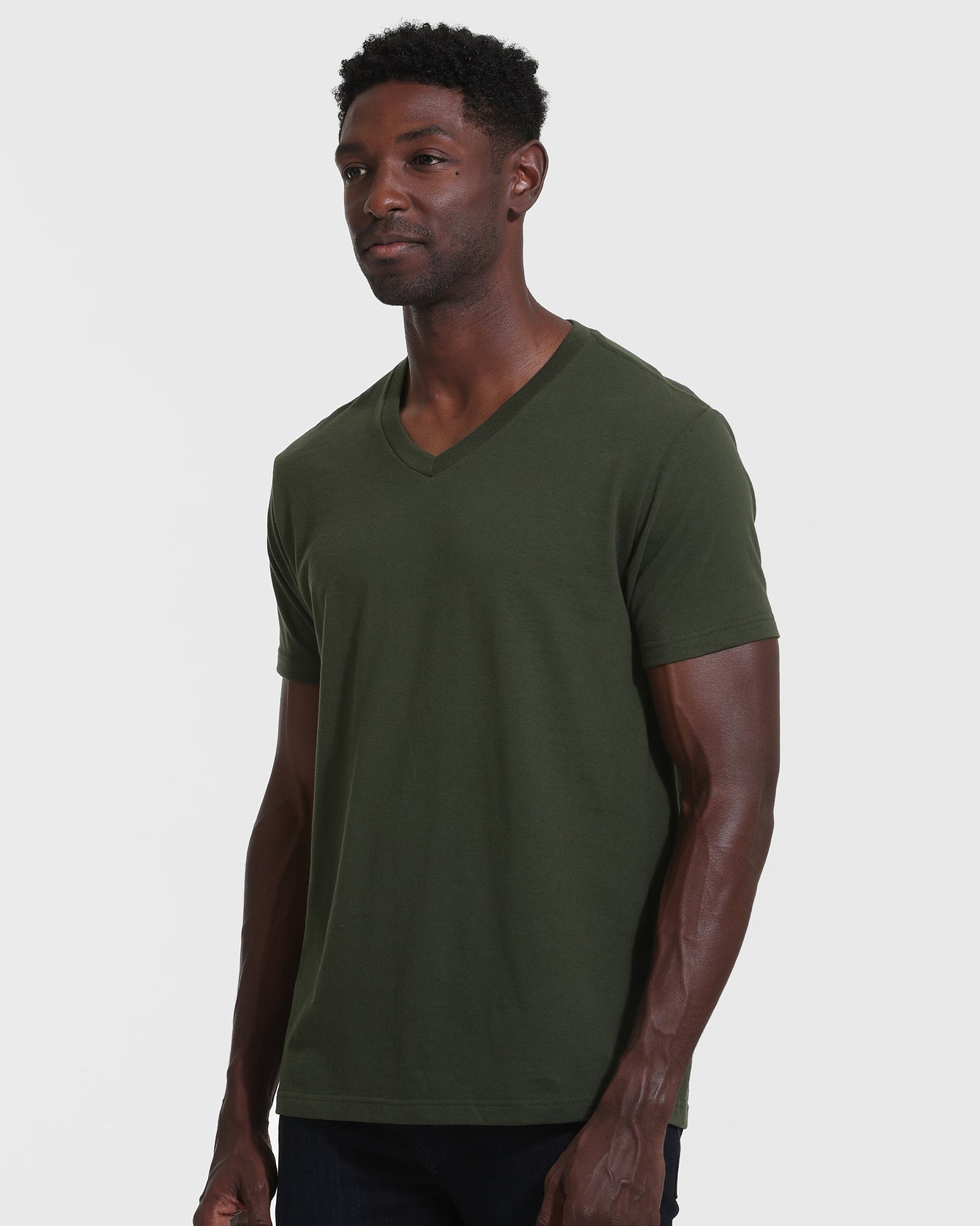 Dark Olive V Neck T Shirt