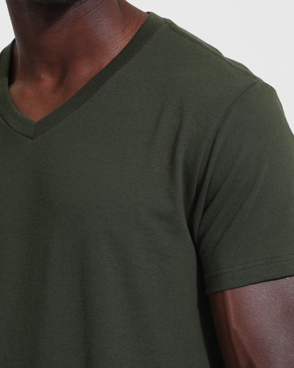 Dark Olive V Neck T Shirt