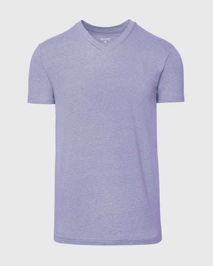 Heather Dark Orchid Short Sleeve Vee Neck T Shirt