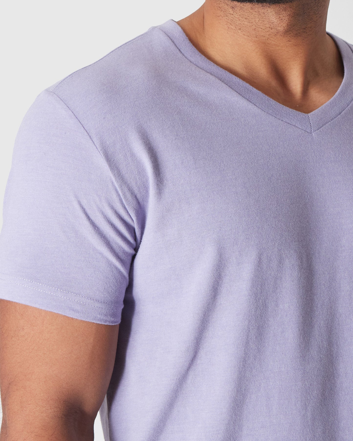 Heather Dark Orchid Short Sleeve Vee Neck T Shirt