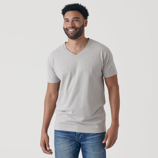 Light Gray V Neck T Shirt