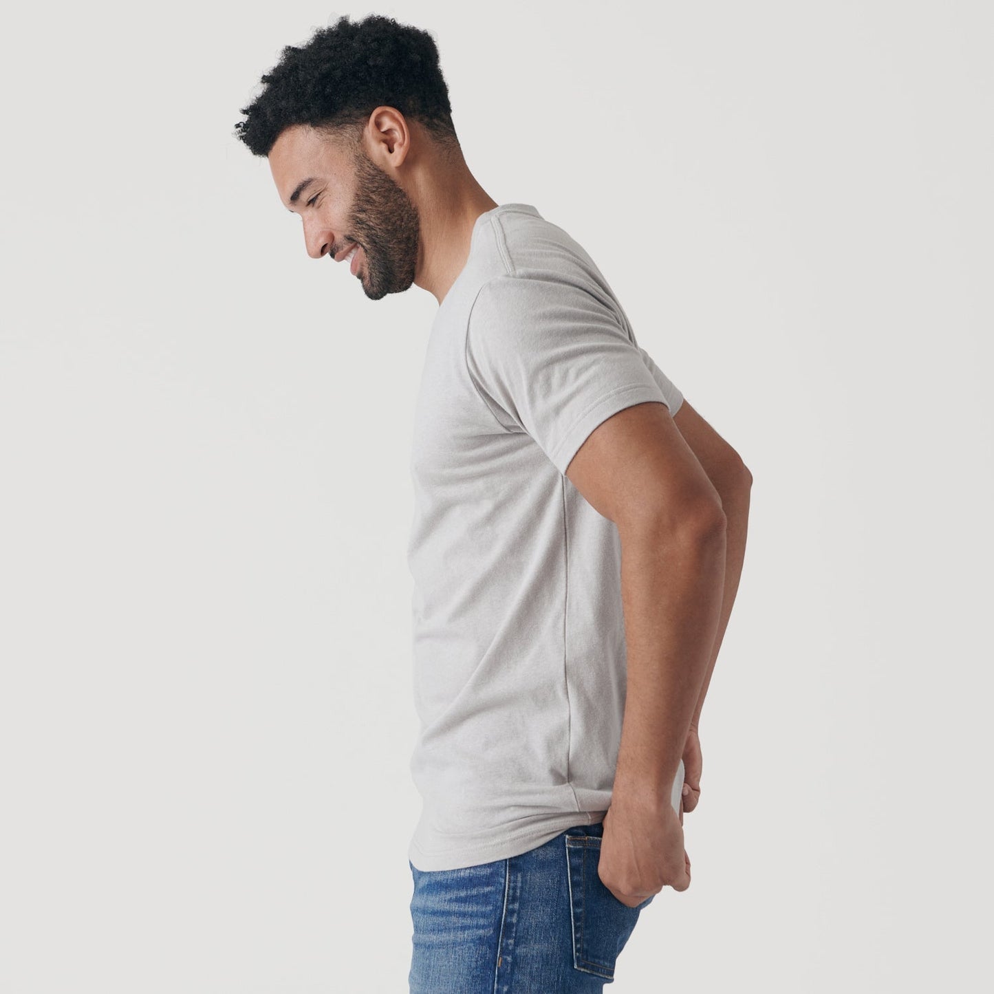 Light Gray V Neck T Shirt