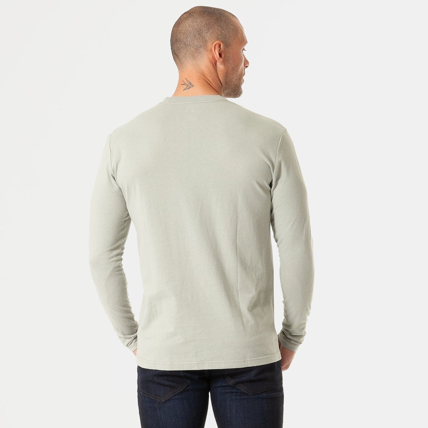 Slate Green Long Sleeve Crew Neck Tee
