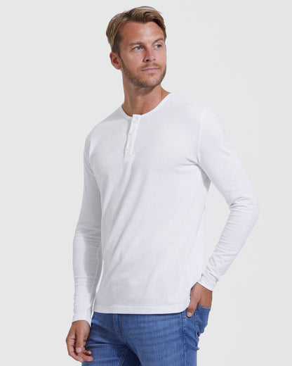 All White Classic Henley 3-Pack