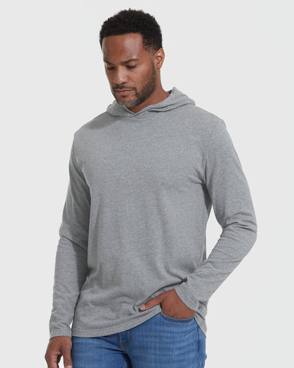 Heather Gray Hooded Long Sleeve T Shirt