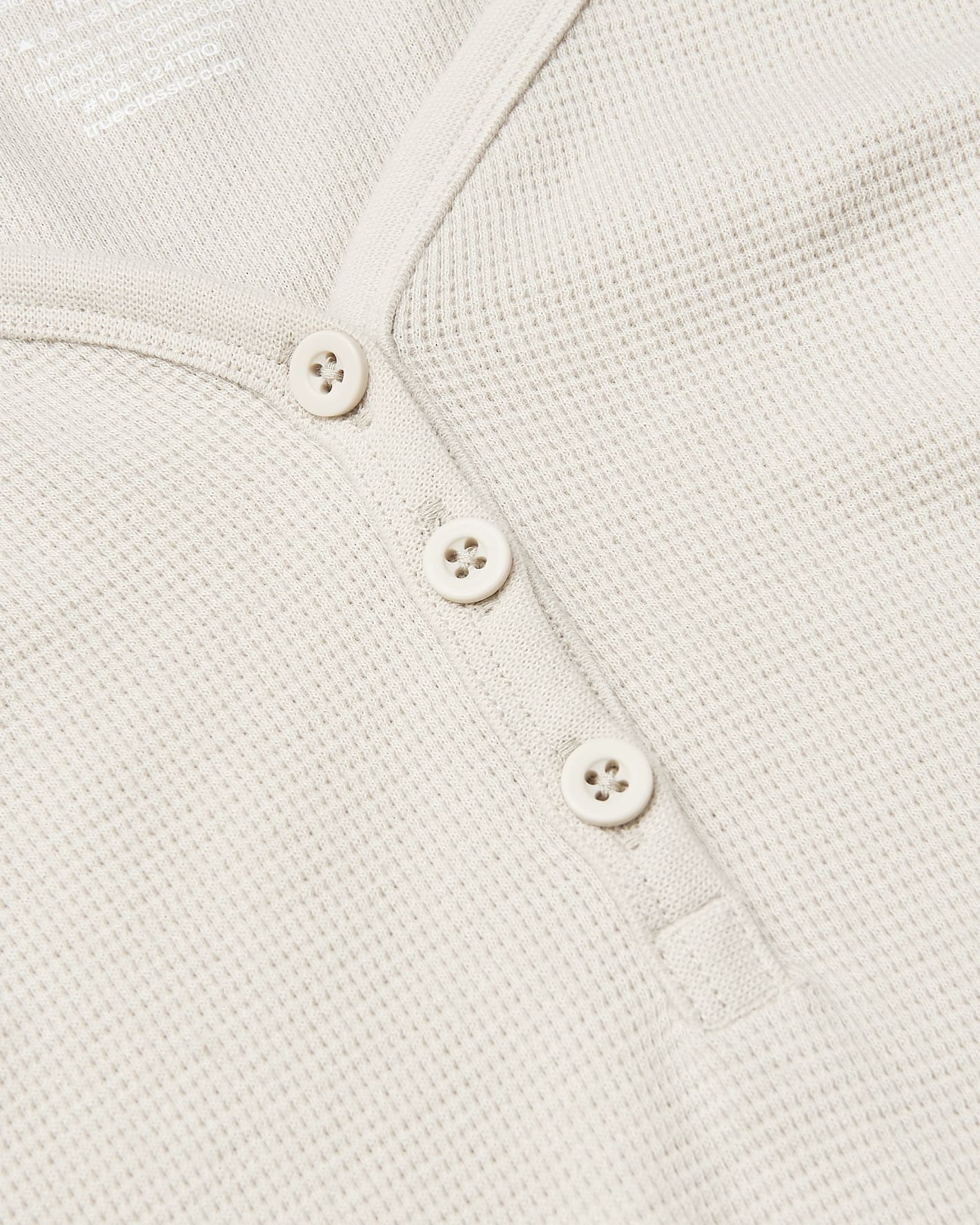 Womens Oatmeal Waffle Long Sleeve Boxy Henley