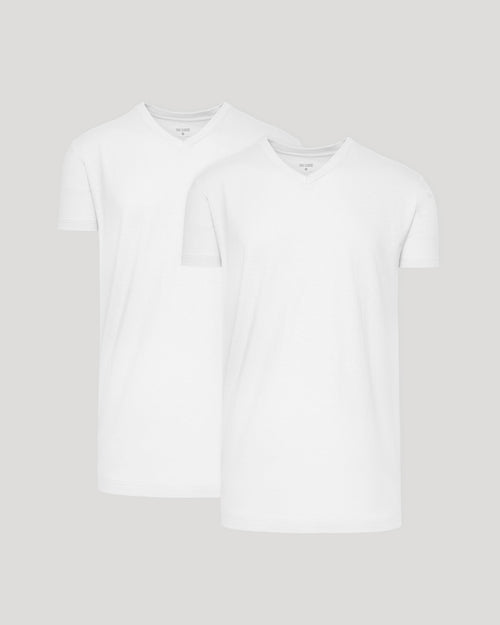 White Short Sleeve Tall Classic V-Neck 2-Pack
