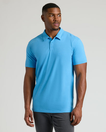 Dark Heather Bahama Blue Short Sleeve Tall Polo