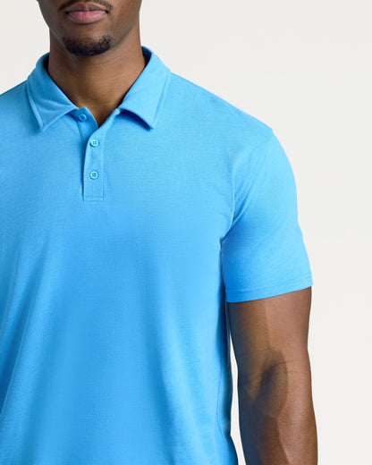Dark Heather Bahama Blue Short Sleeve Tall Polo
