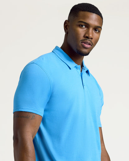 Dark Heather Bahama Blue Short Sleeve Tall Polo