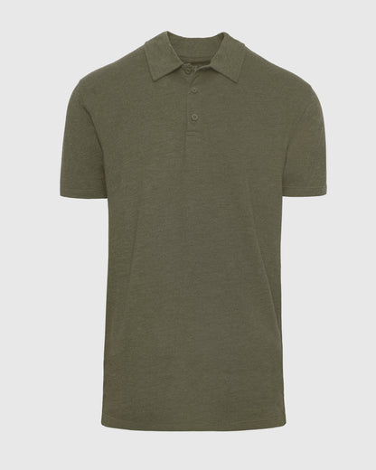 Heather Military Green Short Sleeve Tall Polo