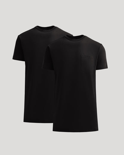 Black Tall Heavyweight Pocket Crew Neck 2-Pack