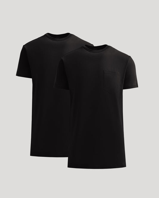 Black Tall Heavyweight Pocket Crew Neck 2-Pack