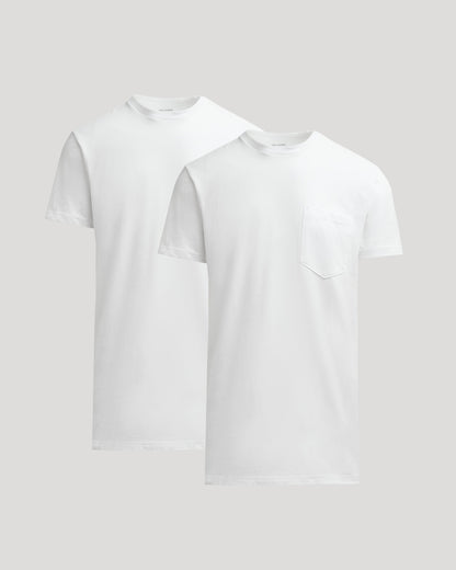 White Tall Heavyweight Pocket Crew Neck 2-Pack