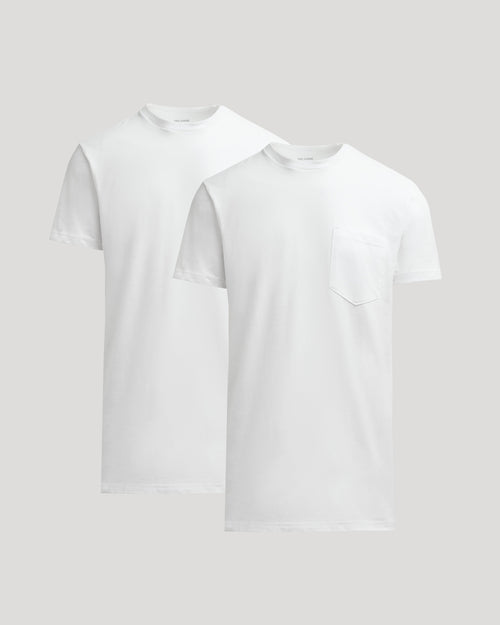 White Tall Heavyweight Pocket Crew Neck 2-Pack