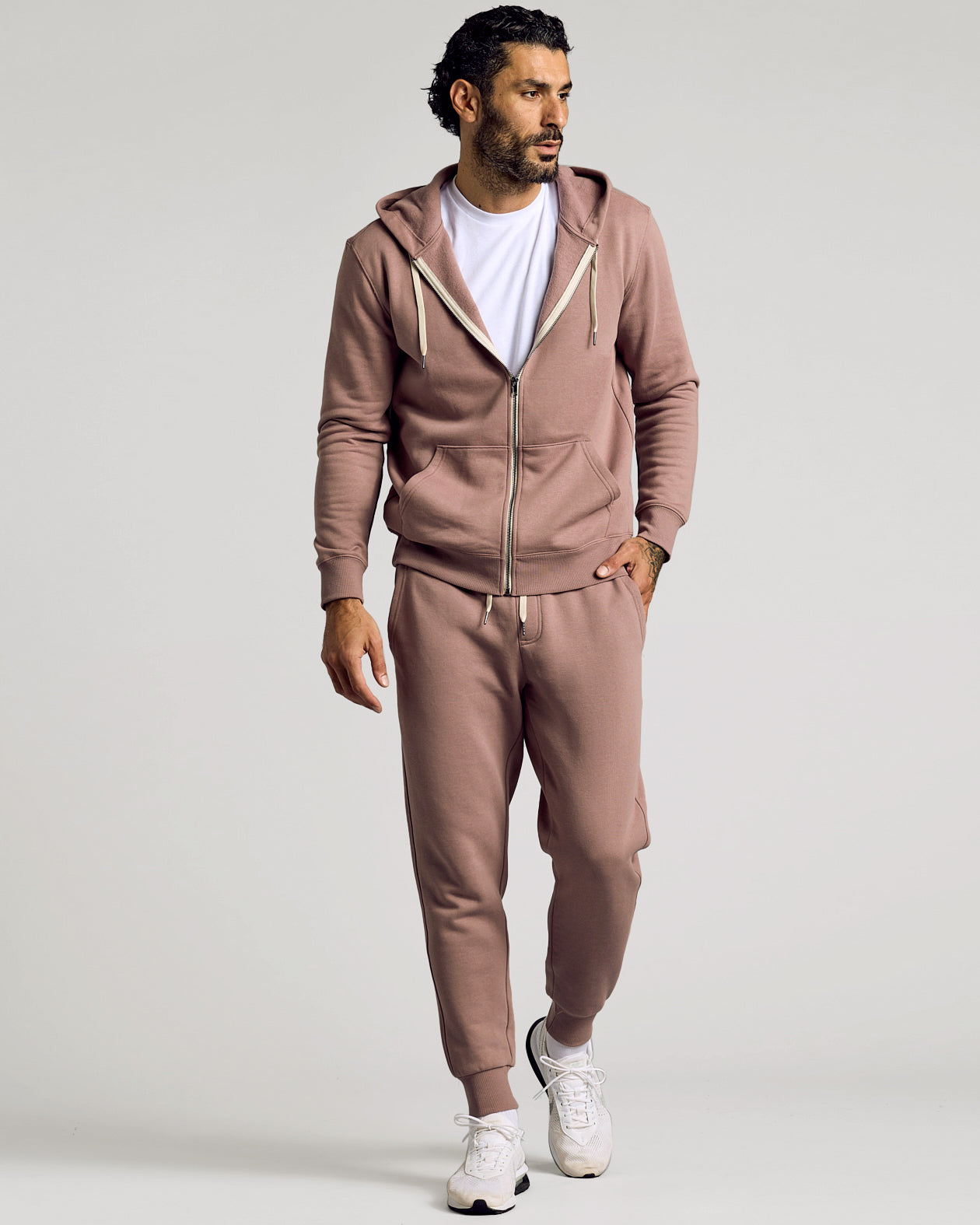 Slate Mauve Fleece French Terry Zip Hoodie