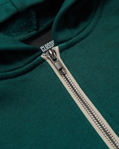 Boys' Deep Emerald Fleece Full Zip Hoodie