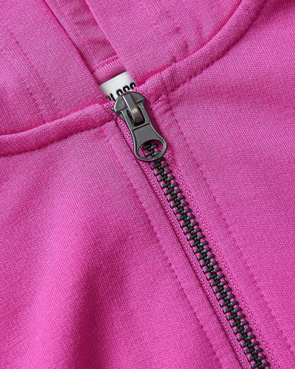 Girls Stormcloud & Electric Fuchsia Cropped Zip Hoodie 2-Pack