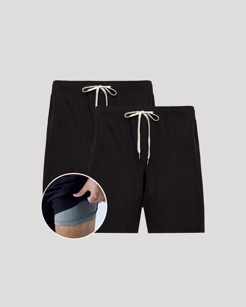 9" All Black Active Quick Dry Shorts 2-Pack