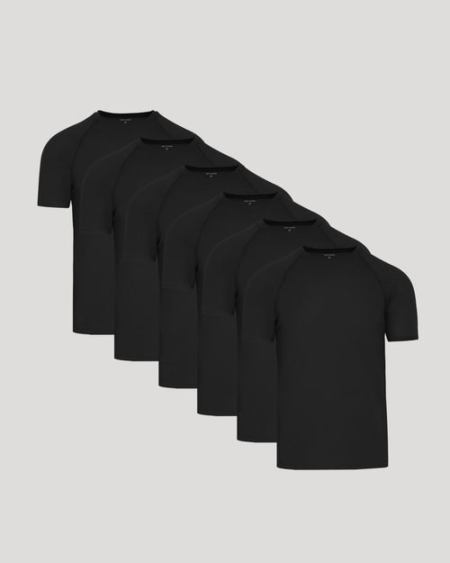 Black Active Mesh Crew 6-Pack
