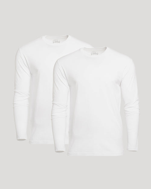 All White Classic Long Sleeve Crew 2-Pack