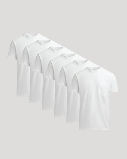 All White Heavyweight Pocket Crew Neck 6-Pack