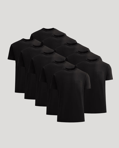 All Black Heavyweight Pocket Crew 10-Pack