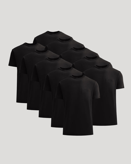 All Black Heavyweight Pocket Crew 10-Pack