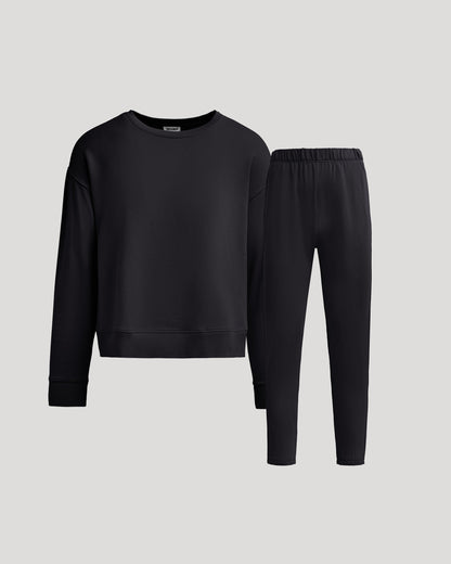 True Classic Womens Slouch Pullover Crew & Relaxed Jogger Set  Ultra-Soft Modal-Cotton Fleece 2-Piece Loungewear