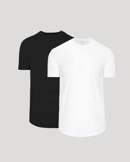 Black & White Curved Classic Crew Neck 2-Pack