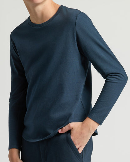Boys' Classic Long Sleeve Curved Hem Crew Neck 6-Pack