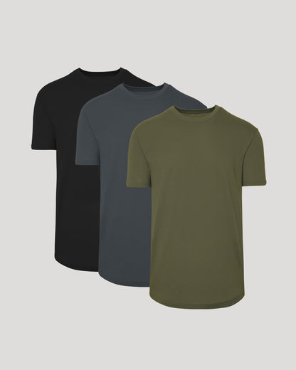 Classic Curved Hem Crew Neck 3-Pack