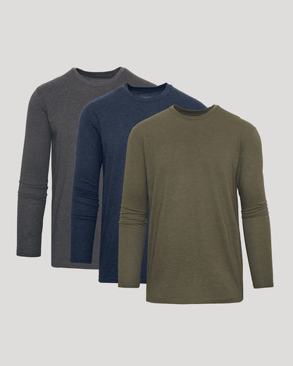 Heather Long Sleeve Crew Neck T-Shirt 3-Pack