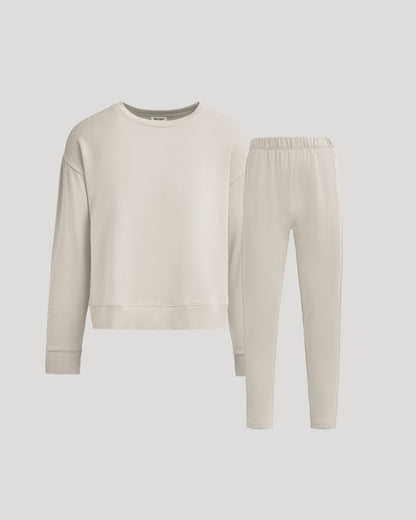 True Classic Womens Slouch Pullover Crew & Relaxed Jogger Set  Ultra-Soft Modal-Cotton Fleece 2-Piece Loungewear