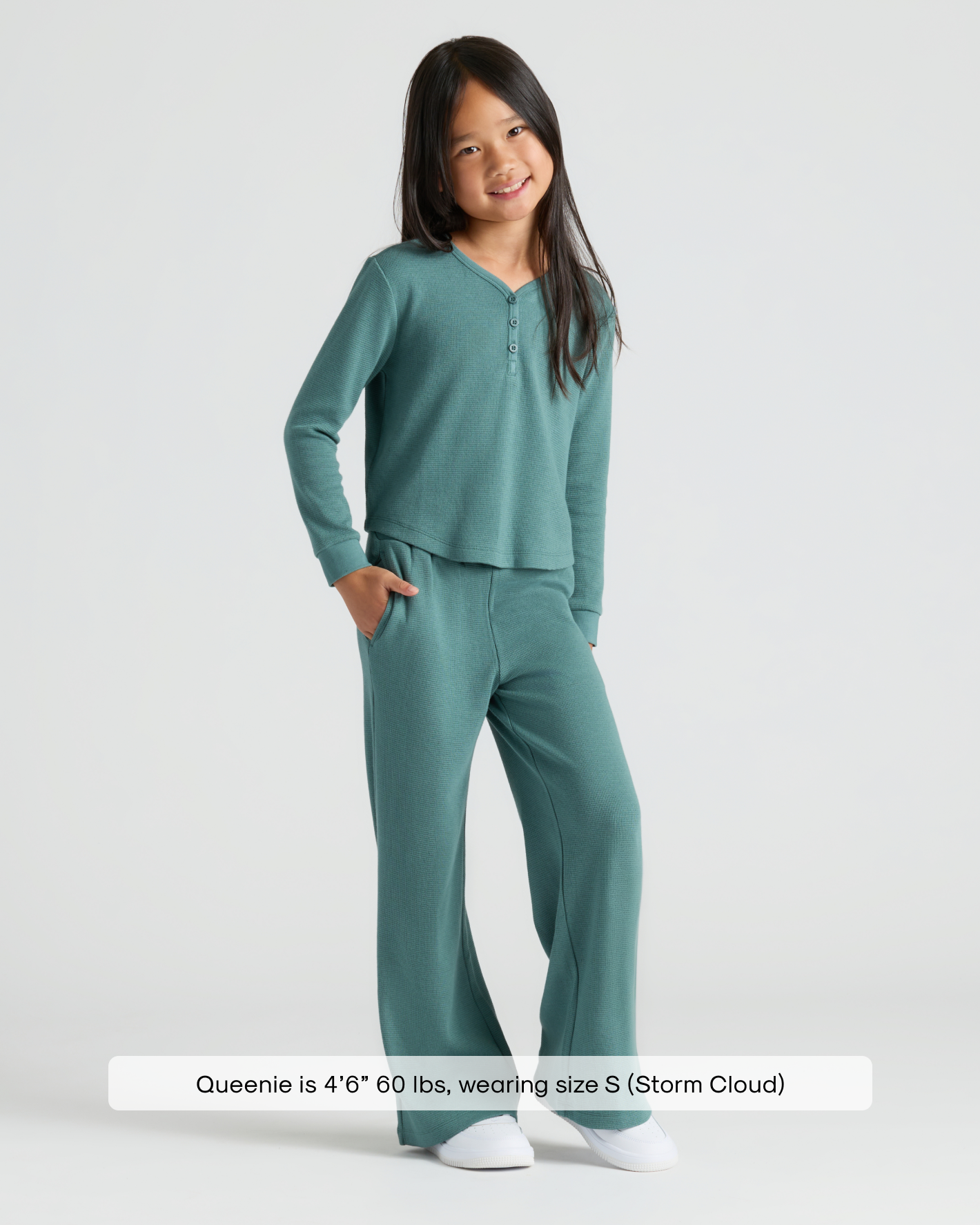 Girls Stormcloud Waffle Wide Leg Pants