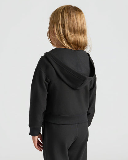 Girls Black & Electric Fuchsia Cropped Zip Hoodie 2-Pack