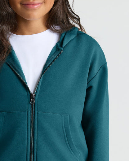 Girls Deep Emerald & Dark Maroon Cropped Zip Hoodie 2-Pack
