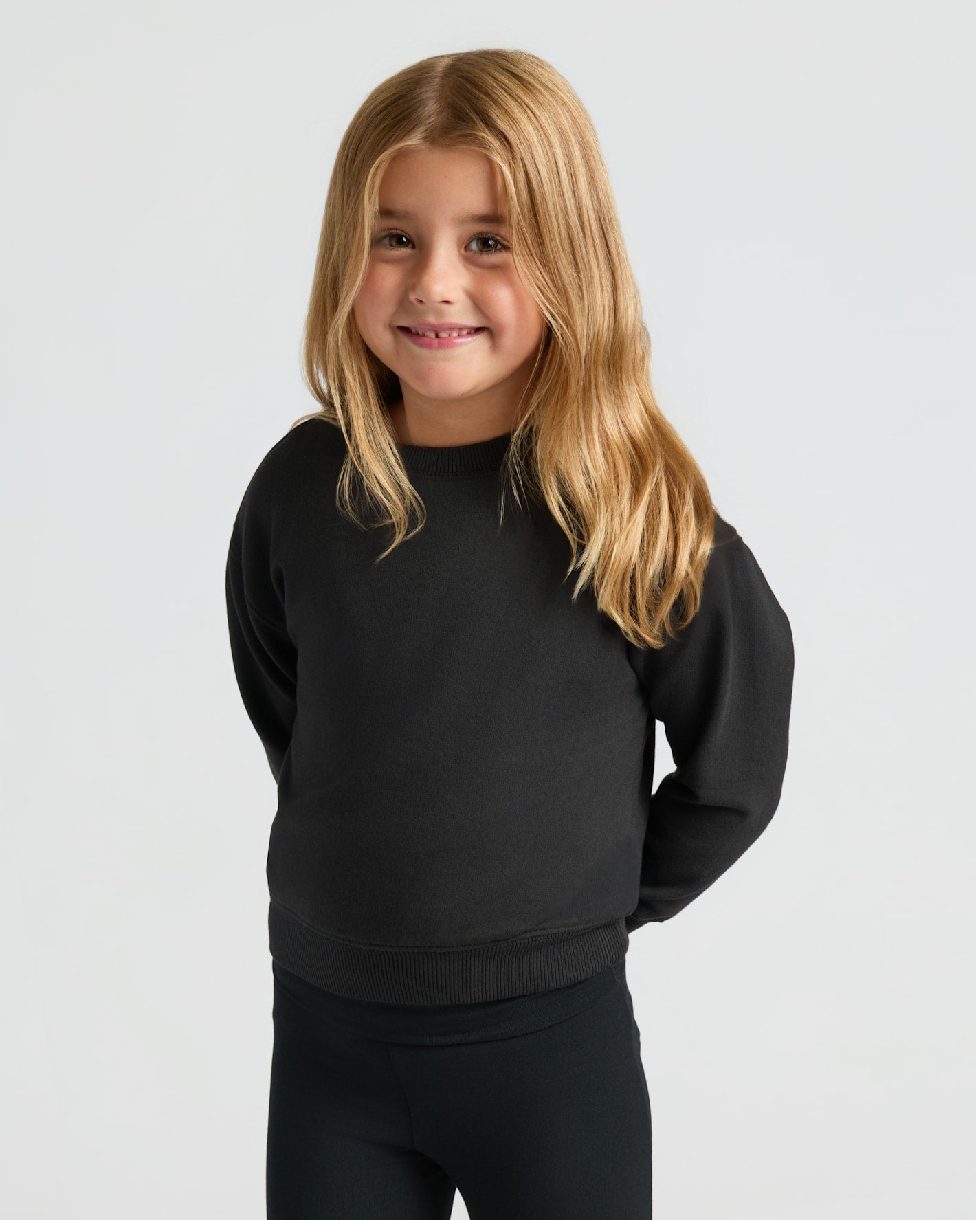 Girls Black & Deep Emerald Slouch Pullover Crew 2-Pack