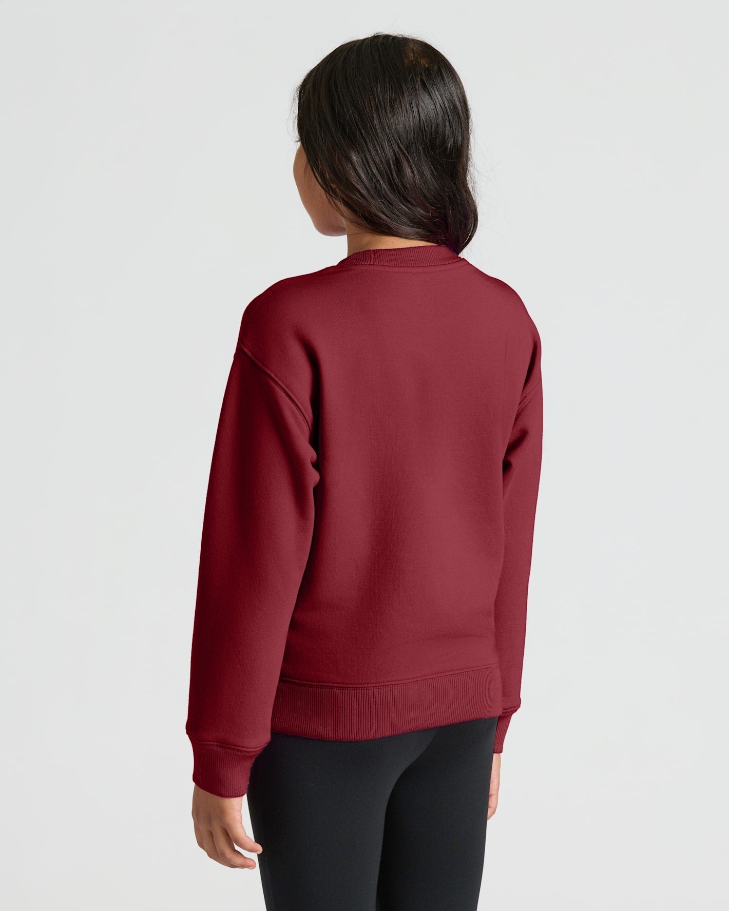 Girls Dark Maroon Slouch Pullover Crew