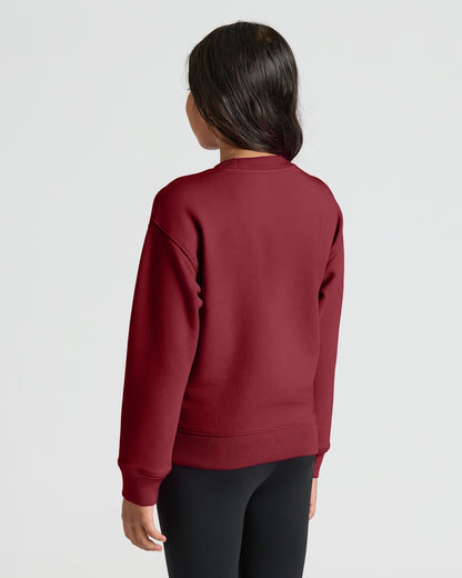 Girls Dark Maroon Slouch Pullover Crew